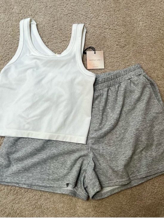 Happily Grey Pants - HAPPILY GREY Loungewear Set Crop Tank & Heather Grey Shorts